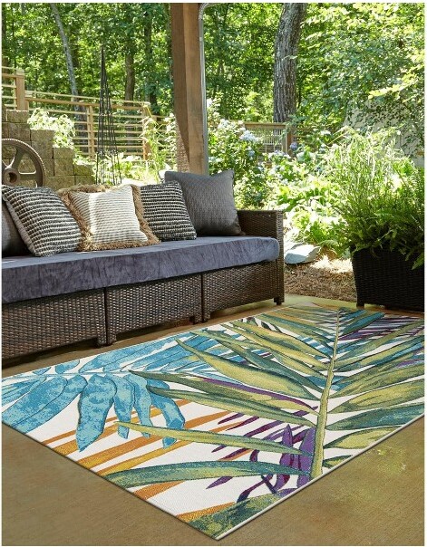 Unique Loom UniqueLoom6'1x9'0MultiOutdoorBotanicalAreaRug