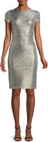 Thumbnail for your product : Alice + Olivia Delora Fitted Metallic Short-Sleeve Cocktail Dress