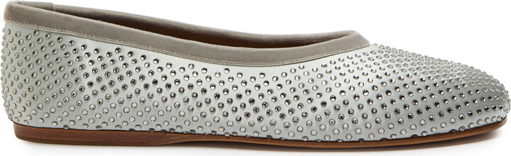 Forte_forte Crystal-embellished Satin Ballet Flats