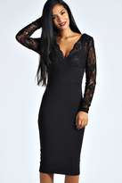 Thumbnail for your product : boohoo Layla Scallop Lace Top Midi Bodycon Dress