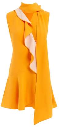 Wolf & Badger WtR Yellow Silk Ruffle Scarf Mini Dress