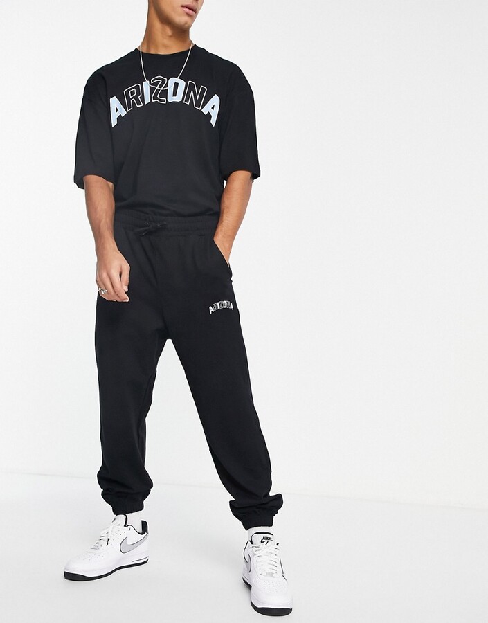 Jack and Jones lounge t-shirt and sweatpants set with Arizona logo in black  - ShopStyle Pajamas