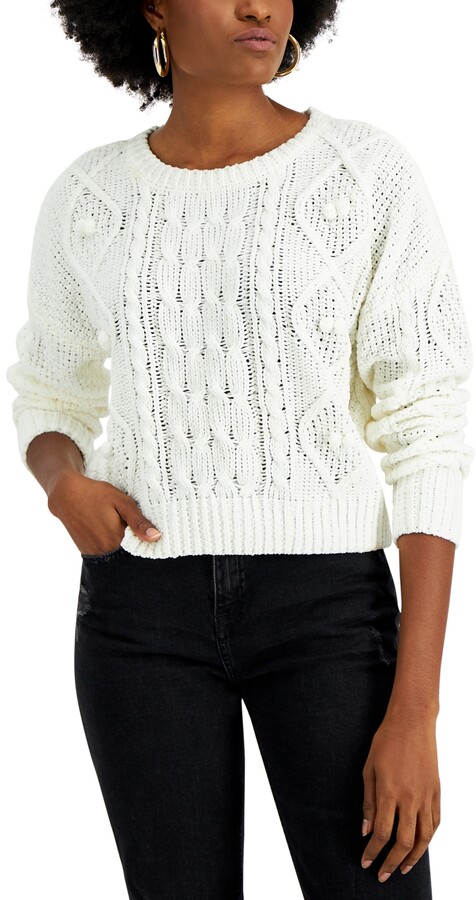 Juniors Lace-Up Off-The-Shoulder Sweater Oh MG 
