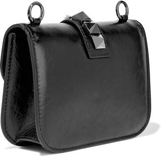 Valentino Garavani Rockstud Lock Crinkled Patent-leather Shoulder Bag