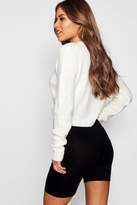 Thumbnail for your product : boohoo Petite Ruched Front Knitted Crop Top