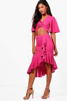 Thumbnail for your product : boohoo Ruffle Midi Skirt & Crop Co-Ord Set