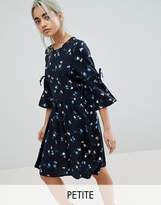 Thumbnail for your product : Vero Moda Petite ditsy printed mini skater dress with tie sleeves in navy