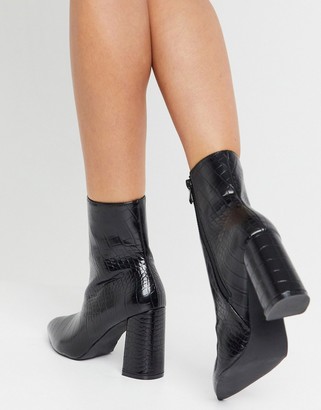 Raid Meadow heeled ankle boots in black croc