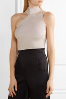 Thumbnail for your product : Cushnie Cropped Cutout Metallic Stretch-knit Top - Gold