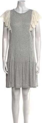 Rebecca Taylor Scoop Neck Mini Dress Rebecca Taylor Tent Dress Grey Eyelet & Ruffle Accents Short Sleeve with Scoop Neck Designer