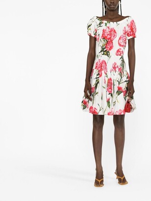 Dolce & Gabbana Carnation-print flared minidress