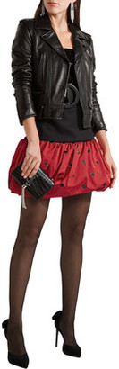 Saint Laurent Wool-Crepe And Polka-Dot Silk-Faille Mini Skirt