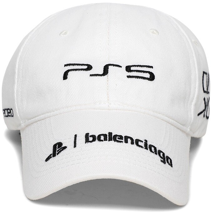 Balenciaga X PlayStation PS5 Baseball Cap White and Black 