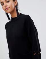 Thumbnail for your product : Liquorish long jumper dress with front pockets and lacing detail on sleeves