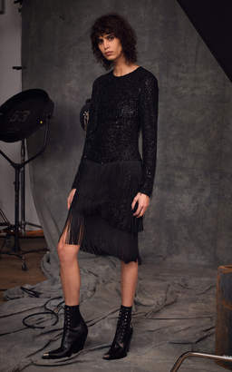 Michael Kors Collection Fringed Sequined Tulle Dress