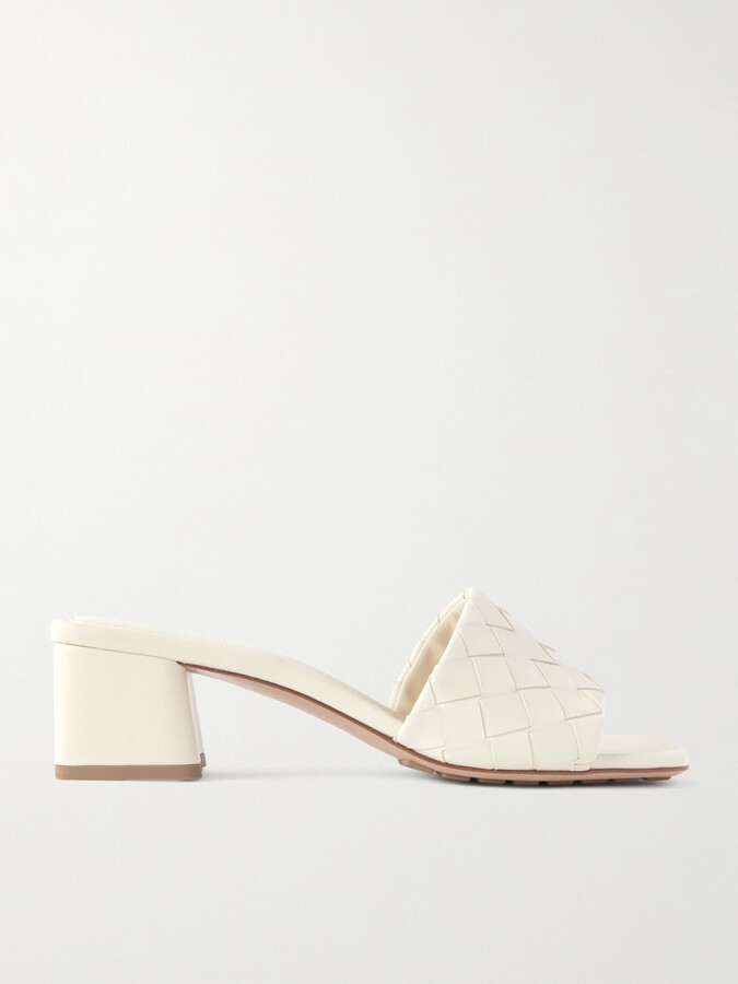 Bottega Veneta Riva Intrecciato Leather Mules - Off-white