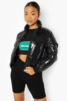 Thumbnail for your product : boohoo Petite High Shine Drop Shoulder Puffer Coat