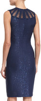Thumbnail for your product : St. John Sequined Knit Jewel-Neck Dress, Sapphire