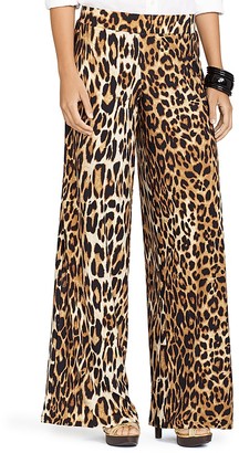 Lauren Ralph Lauren Petites Leopard Print Wide Leg Pants