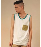 Thumbnail for your product : Calm New York Contrast Pocket Tank White & Turquoise