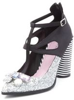 Thumbnail for your product : New Look Silver Embellished T-Bar Strap Striped Block Heels