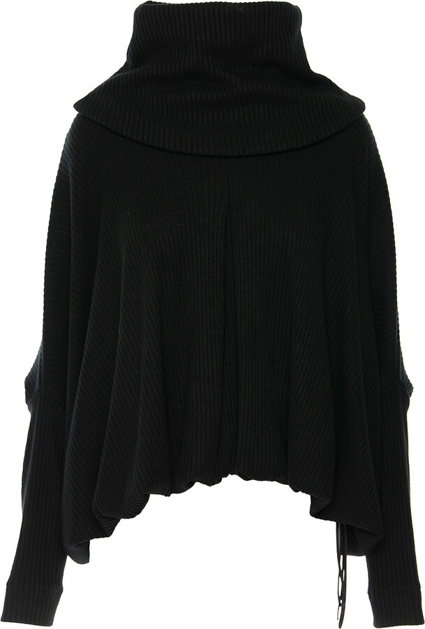 Silvia Serban Black Adjustable Length Blouse With Oversized Collar