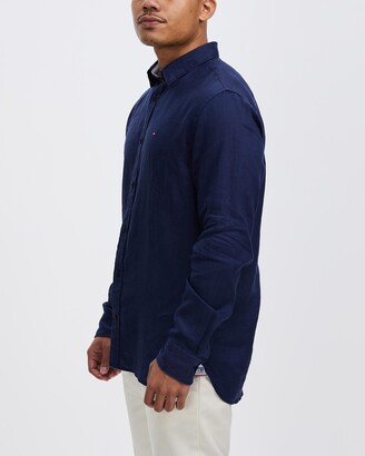 Tommy Hilfiger Men's Blue Shirts - Premium Linen Shirt - ShopStyle