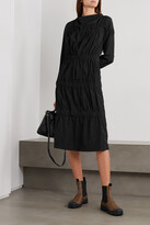 Thumbnail for your product : MONCLER GENIUS + 1 Jw Anderson Tiered Ruched Poplin Dress - Black