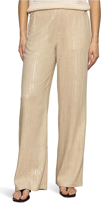 Sanctuary Coastal Pants Women's Clothing Sand Sequin Stripe : XS (US 2) 32, Cotton/Linen/Rayon