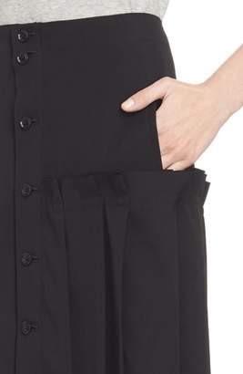 Yohji Yamamoto Y's by Pleated Button Front Wool Skirt