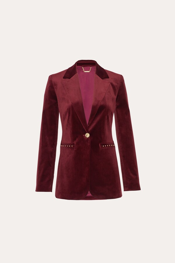 Elie Tahari Single Button Velvet Blazer