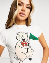 Thumbnail for your product : Fiorucci crop graphic logo t-shirt in white