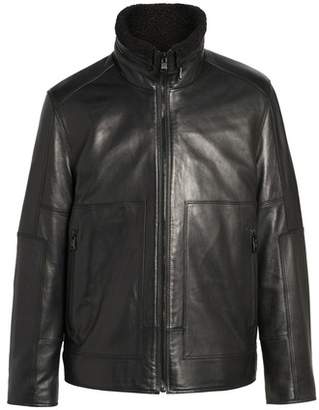 Andrew Marc Trail Master Leather Jacket with Faux Shearling Lining