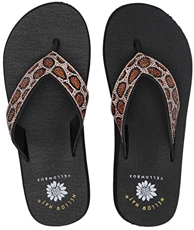 yellow box red flip flops