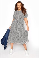 Thumbnail for your product : Yours Yours Short Puff Sleeve Midaxi Spot Dress - White/Black