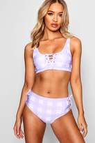 Thumbnail for your product : boohoo Mix & Match Gingham Lace Up Brief