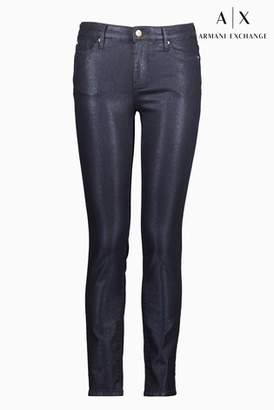 Next Womens Armani Exchange Navy Sparkle Super Skinny Jean