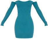 Thumbnail for your product : PrettyLittleThing Teal Binding Detail Bardot Bodycon Dress
