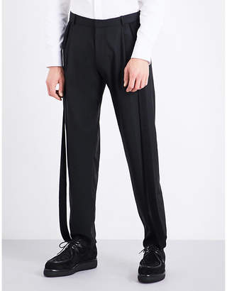 Chalayan Strip-embroidered regular-fit tapered mid-rise wool trousers