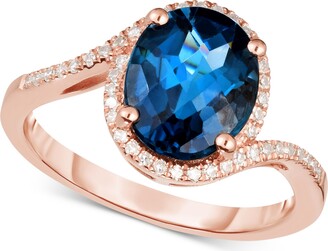 Macy's London Blue Topaz & Diamond (1/6 ct. t.w.) Ring in 14k Rose Gold