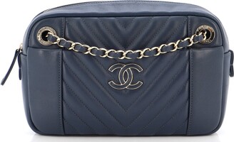 Chanel Vintage Diamond Cc Camera Bag Quilted Leather Medium