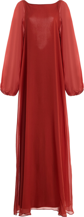 SEV Open-Back Silk-Chiffon Maxi Caftan Dress