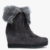 Thumbnail for your product : Daniel Grateful Grey Suede Fur Cuff Wedge Ankle Boots