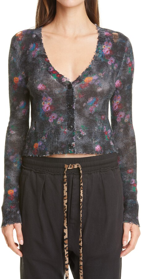 floral print cropped cardigan