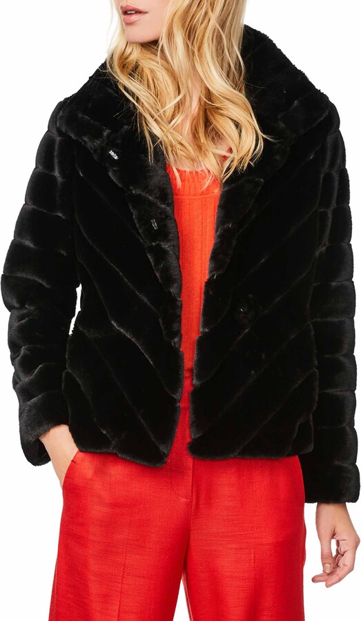 chevron faux fur jacket