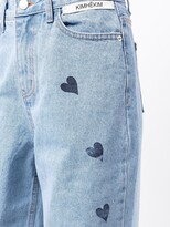 Thumbnail for your product : Kimhekim Heart-Print Straight-Leg Jeans