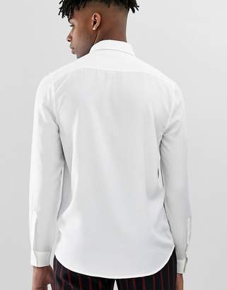 ASOS EDITION regular fit satin shirt with embroidered placket in white