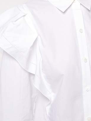 Derek Lam 10 Crosby Long Sleeve Ruffle Shoulder Shirt