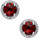 Thumbnail for your product : Macy's Garnet (2-1/10 ct. t.w.) and Diamond Accent Halo Stud Earrings in 14k White Gold