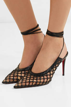 Christian Louboutin Roland Mouret Cage And Curry Mesh And Woven Leather Pumps - Black